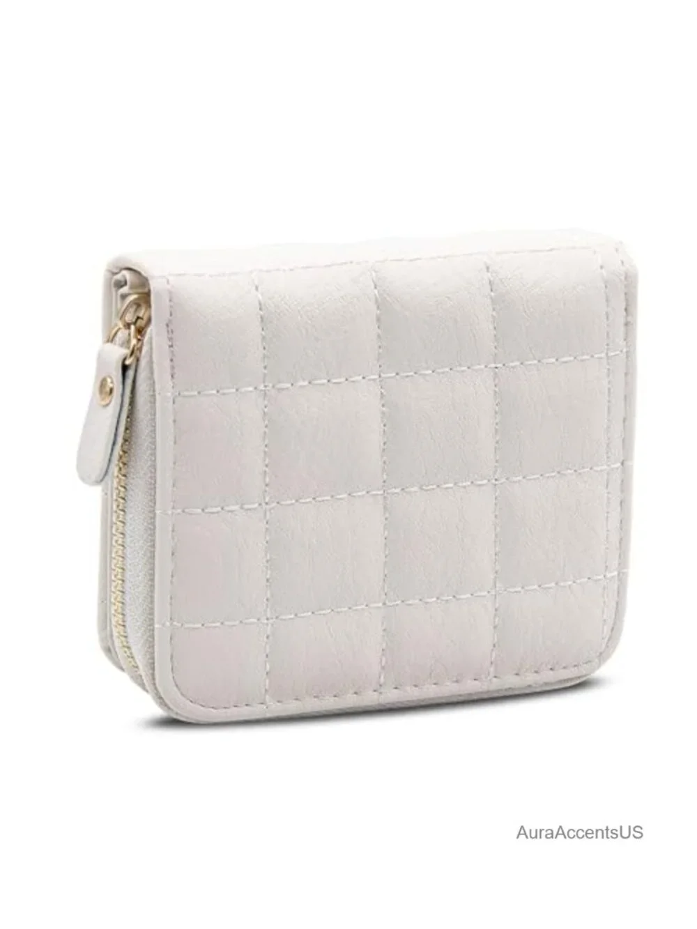 Faux Leather Bifold Quilted Compact Accordion Wallet with Card Slots